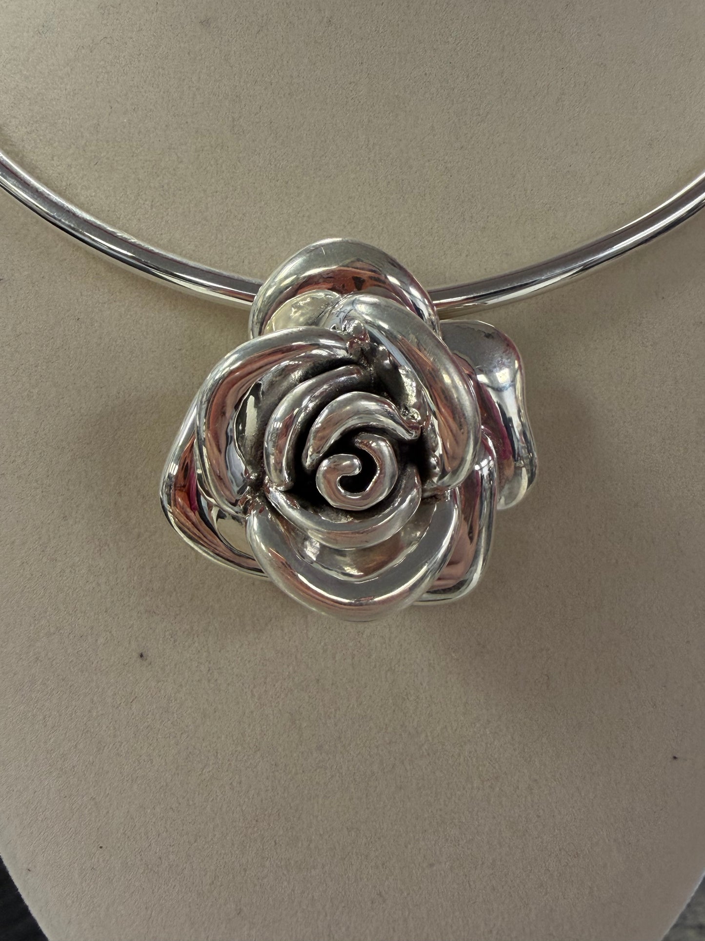 Sterling Silver Halo Rose Slider Pendant