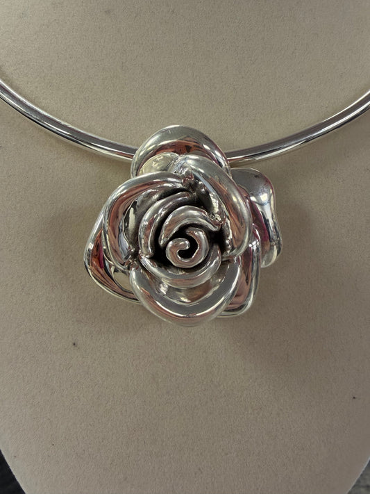 Sterling Silver Halo Rose Slider Pendant