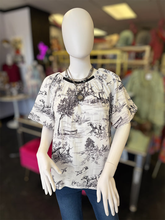 Black And White Toile De Jouy Top