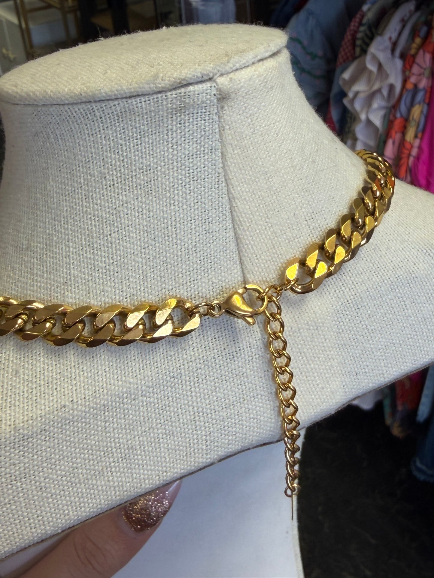 Stainless Steel Gold Plated Imitation Pearl Crystal Necklace