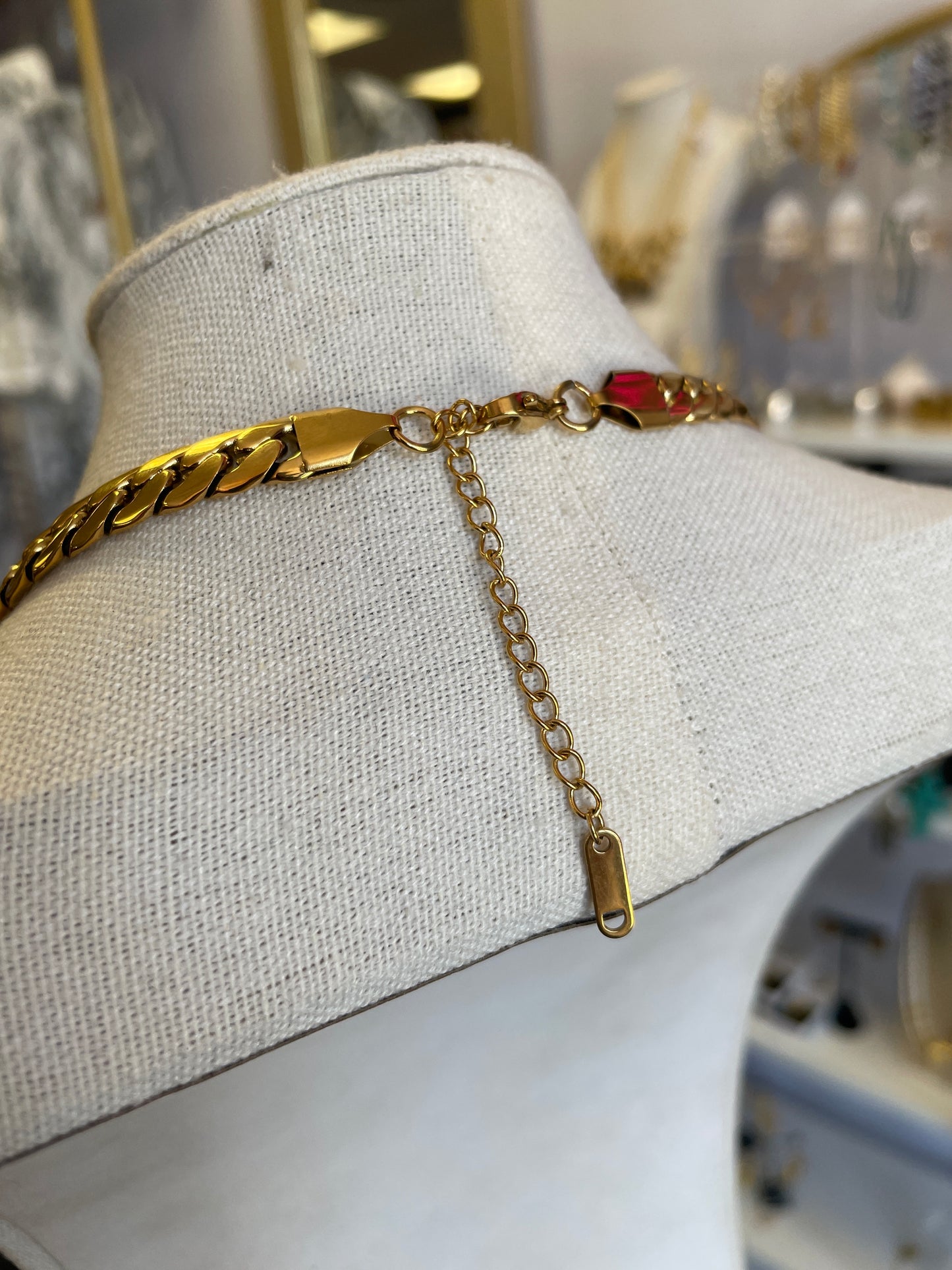 Gold Cuban Link With Green Stones