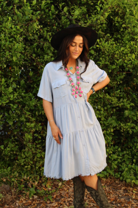 Wagon Train Tiered Distressed Hem Dress