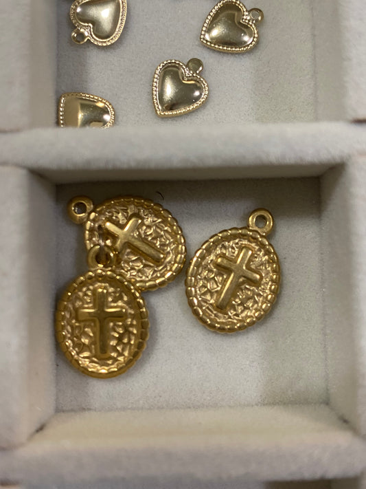 Small Cross charm oval