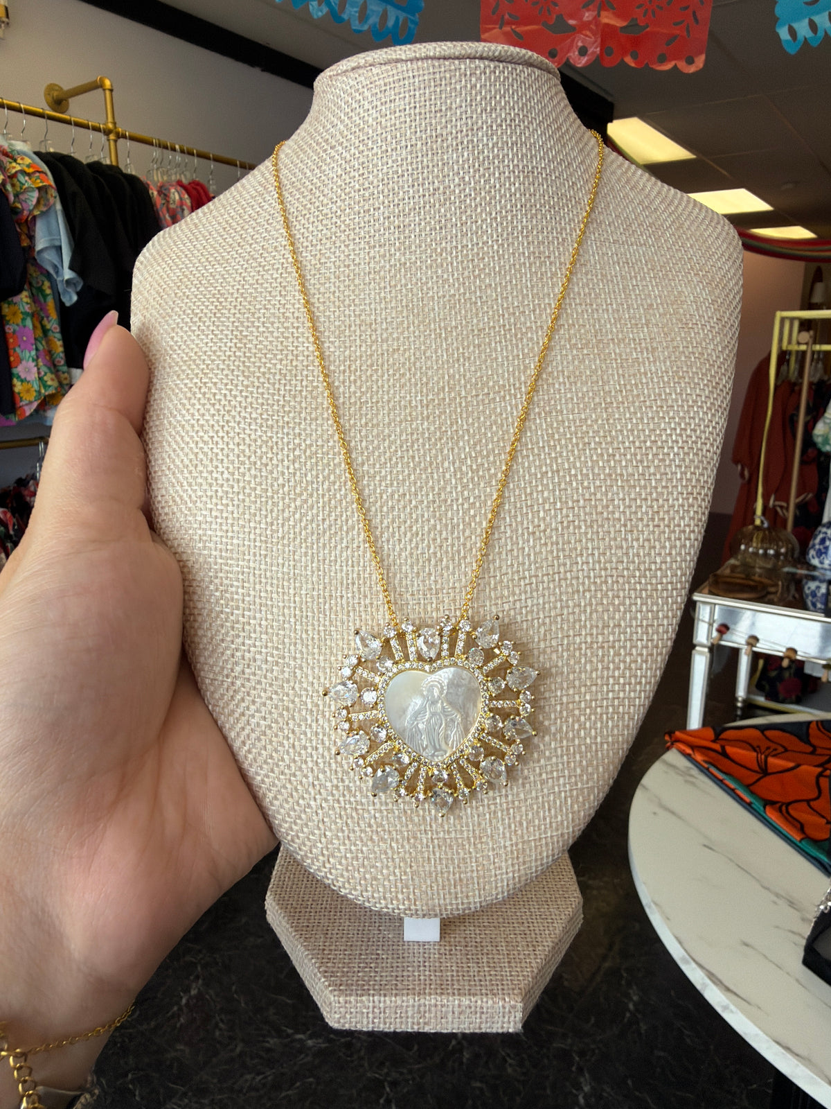 Fashion Virgin Mary Crystal Necklace
