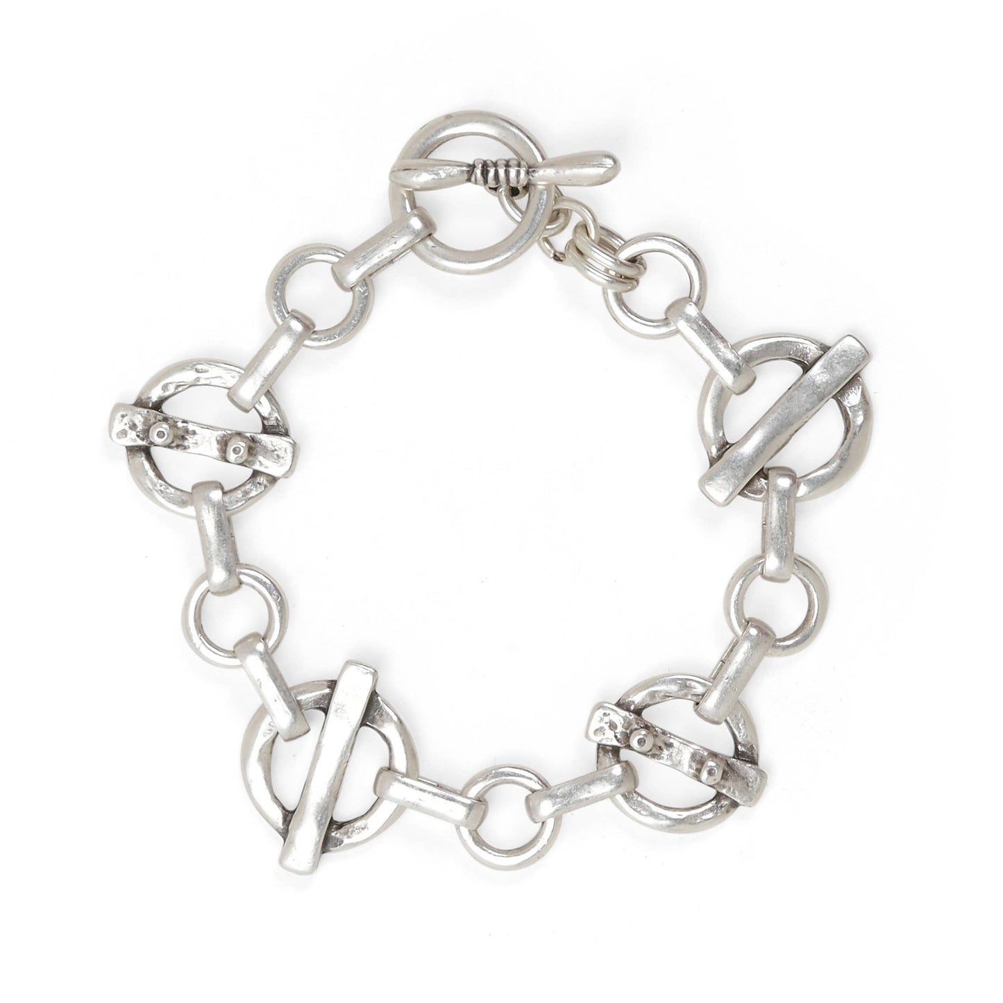 Handmade Pewter Link & Chain Bracelet - 2832