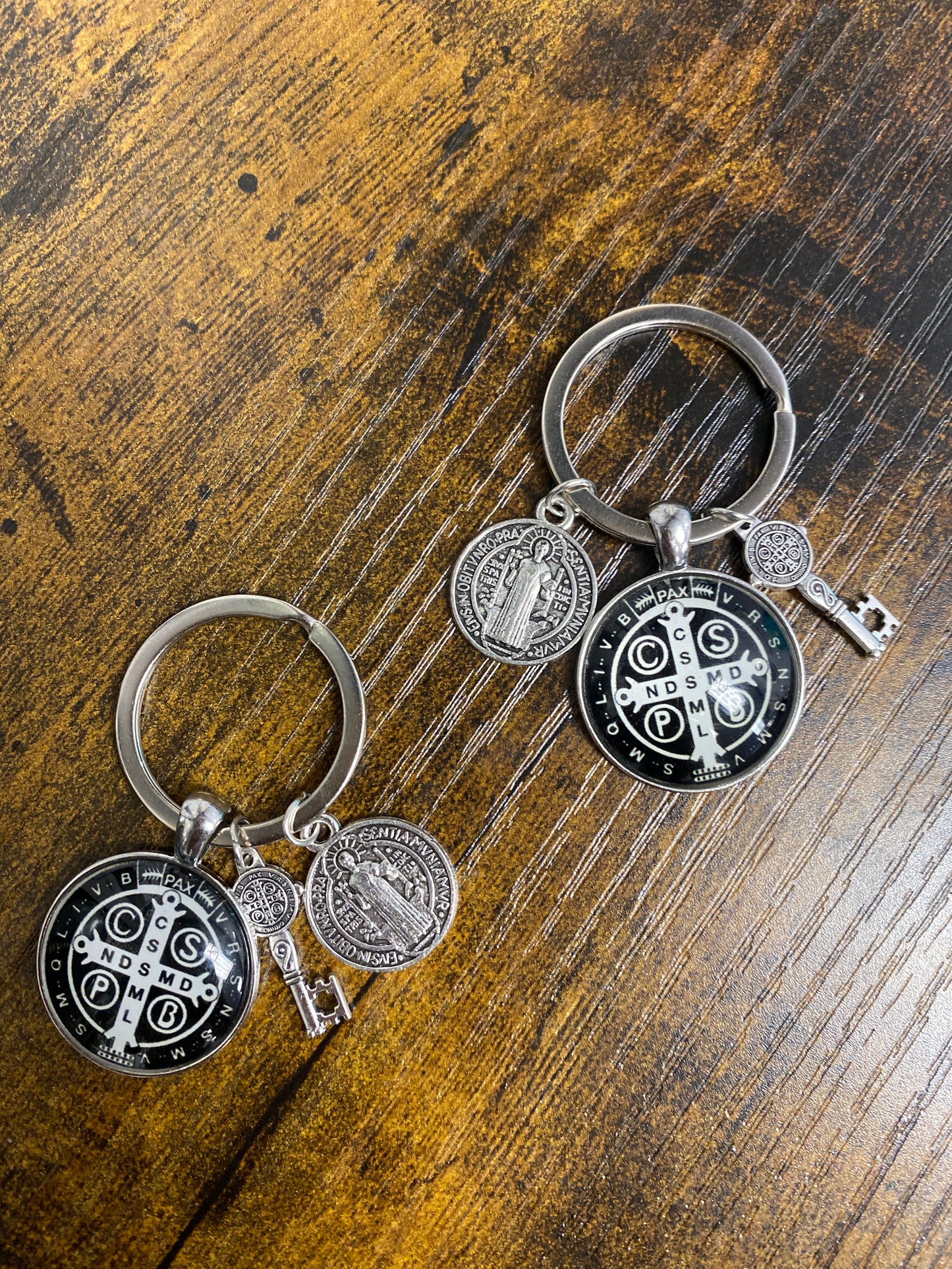 Saint Benedict Silver Key Chain