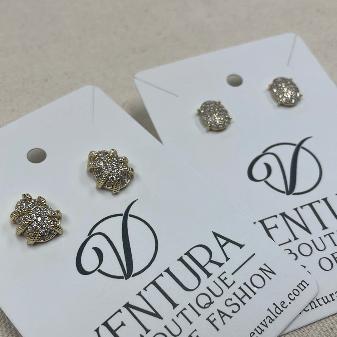 Crystal Oval Stud Earrings