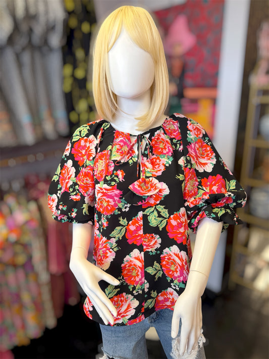 Rose Garden Puff Sleeve Top