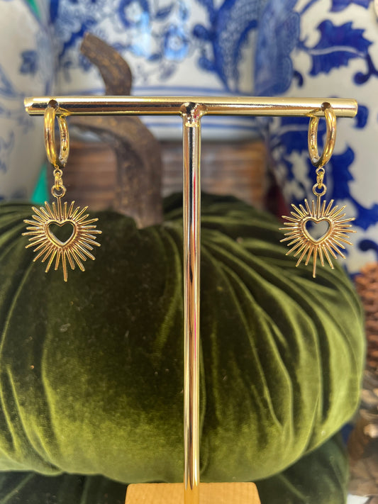 Heart Drop Circle Hoop Pressure Earrings