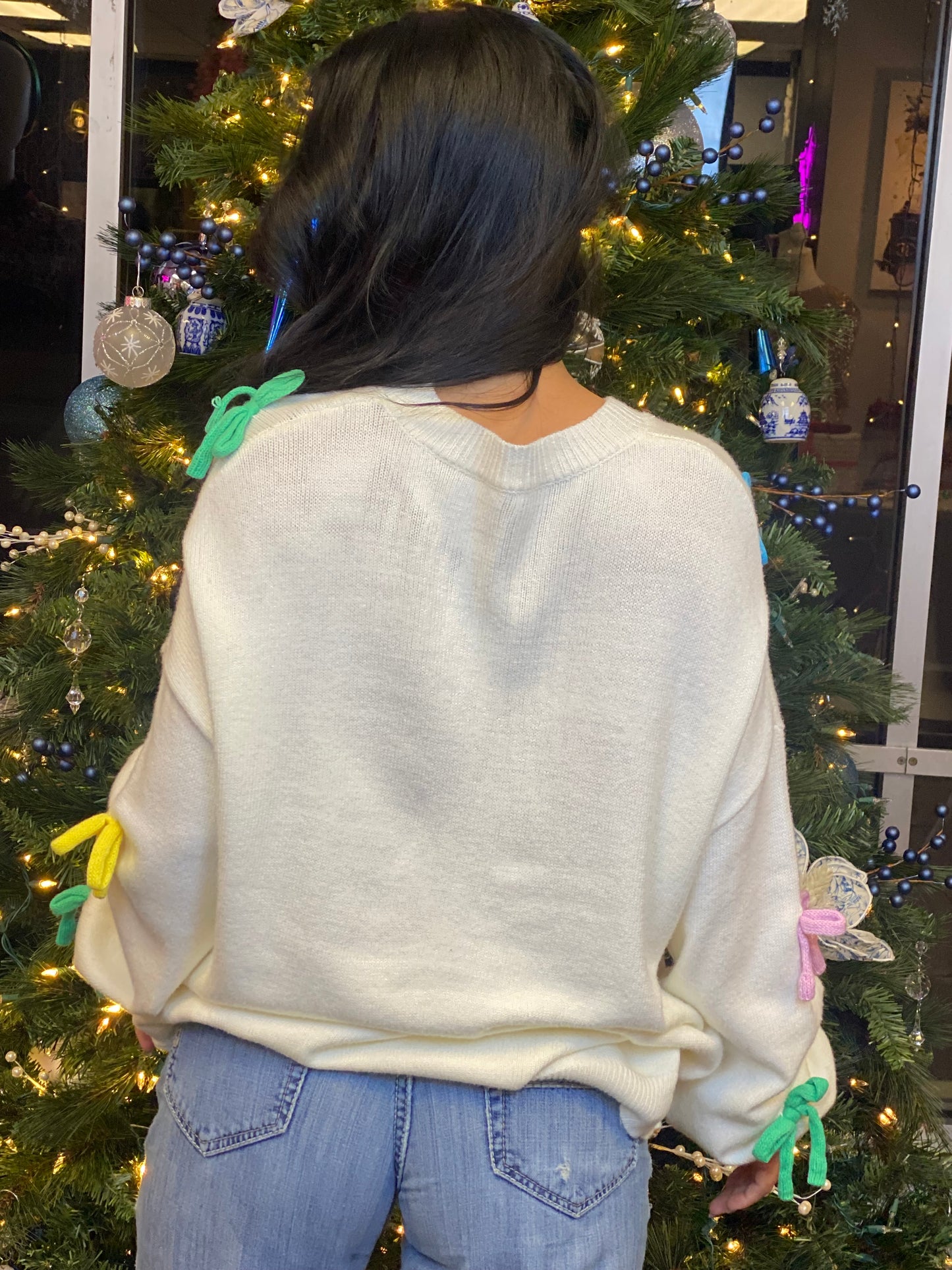 Oversized Bow Colorful Sweater