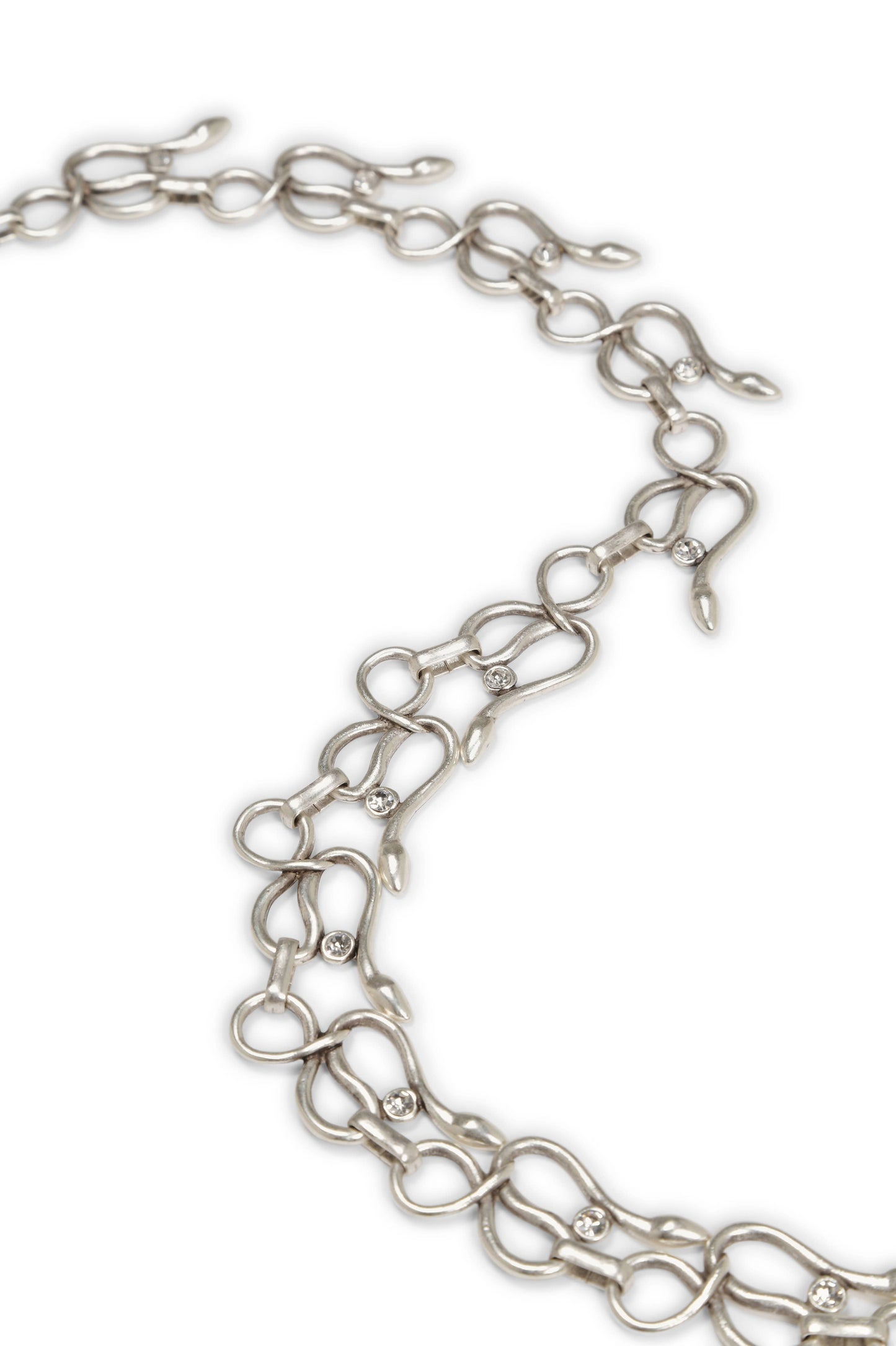 Handmade Snake Crystal Pewter Necklace - 3868
