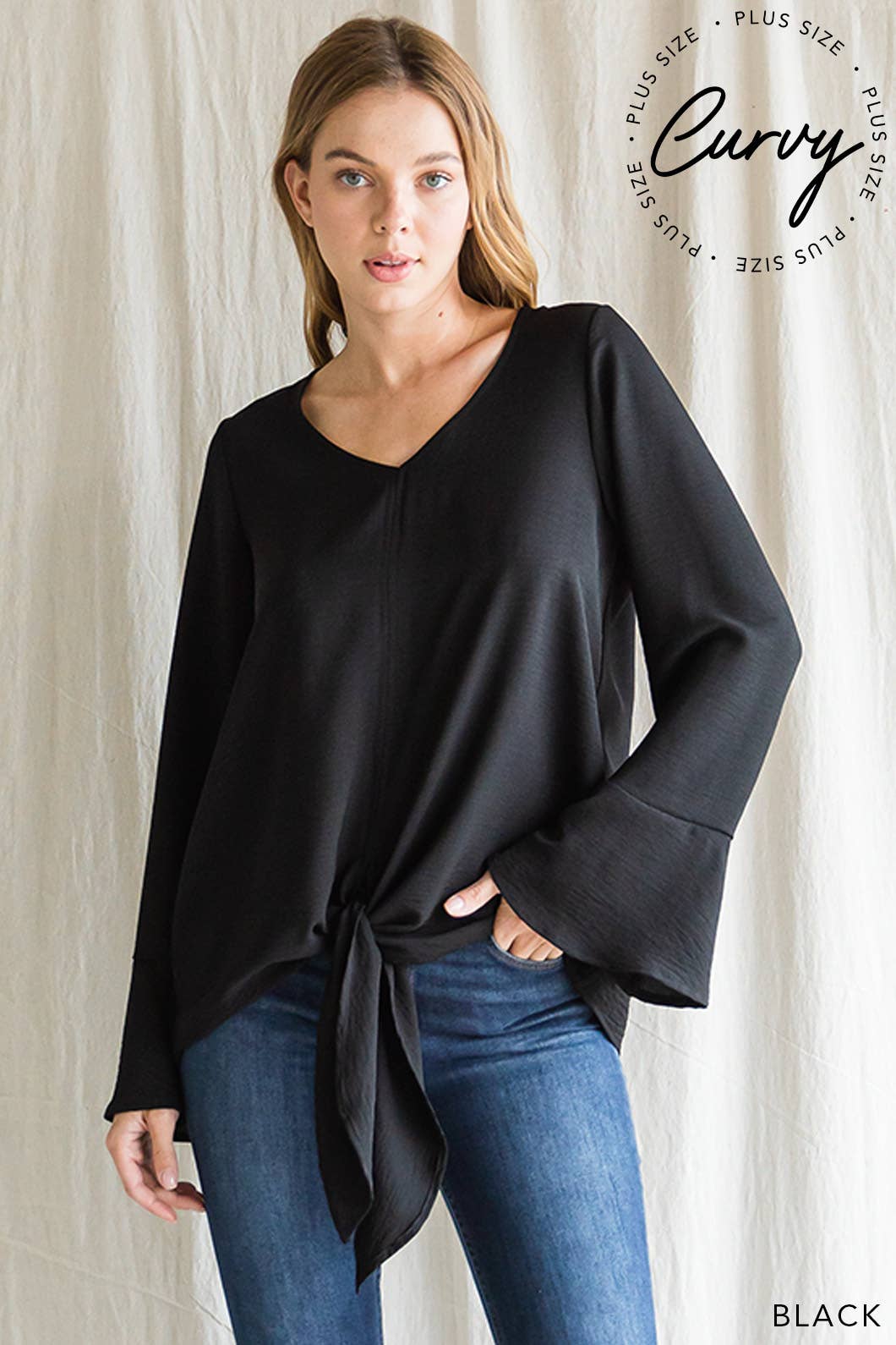 Women's V Neck Bell Sleeve Top