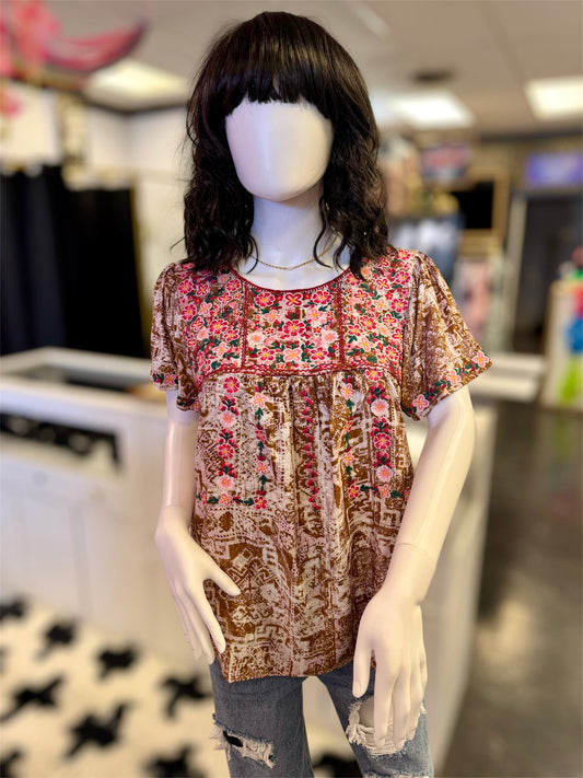 Roman Embroidered Floral Top