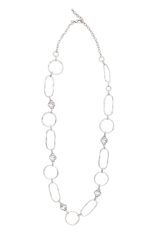 Handmade Crystal Pewter Necklace - 3991