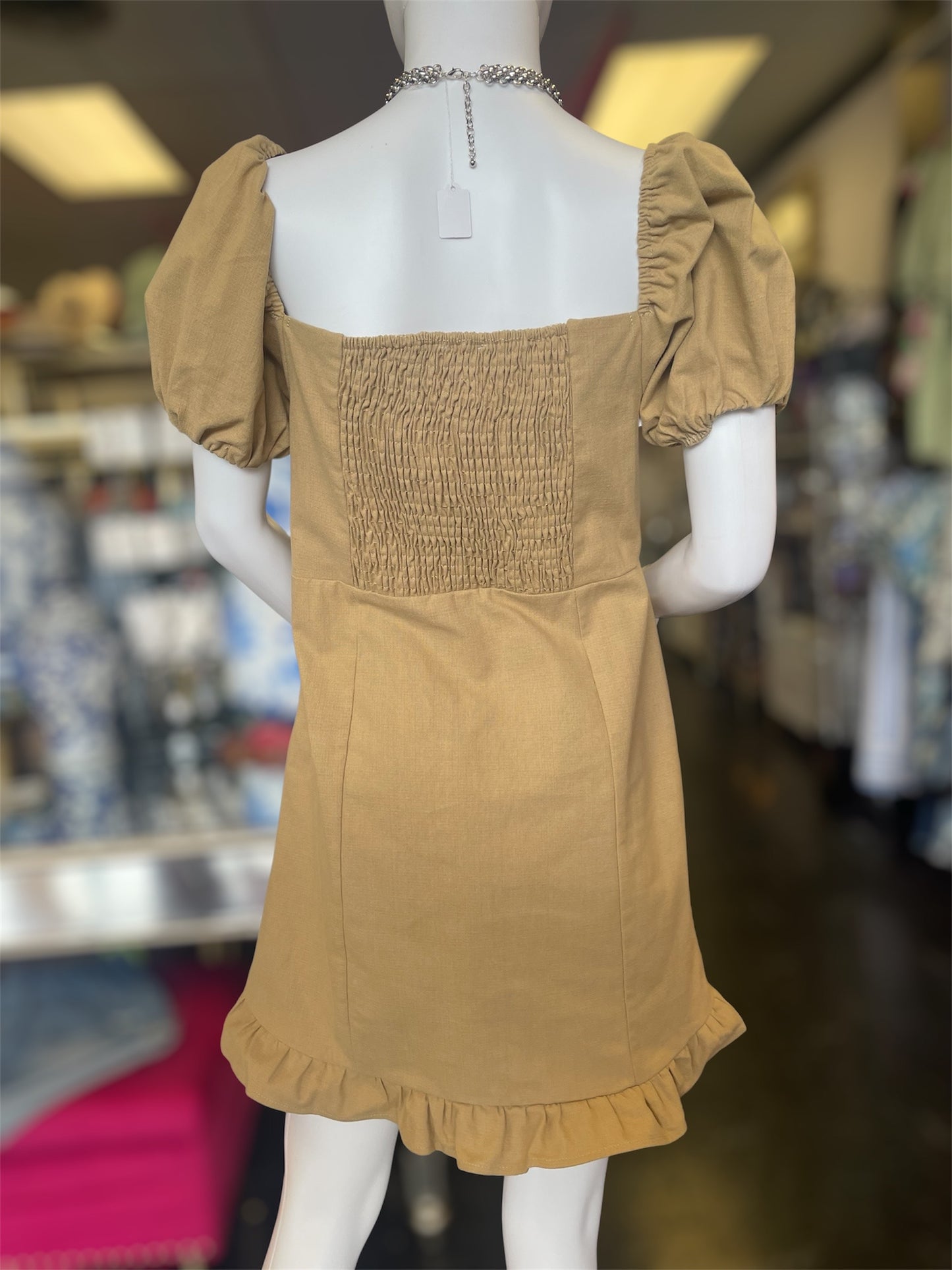 Mocha Puff Sleeve Dress