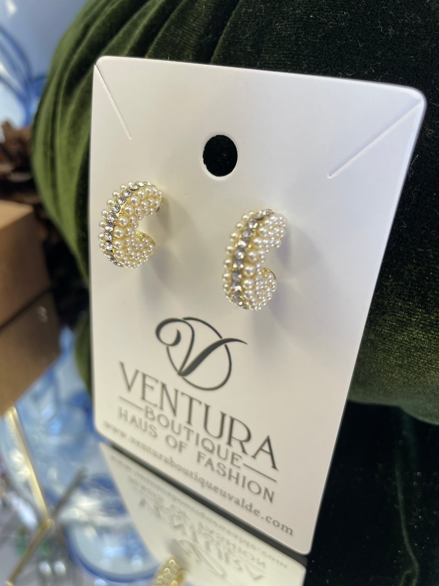 Pearl Crystal Small Hoop