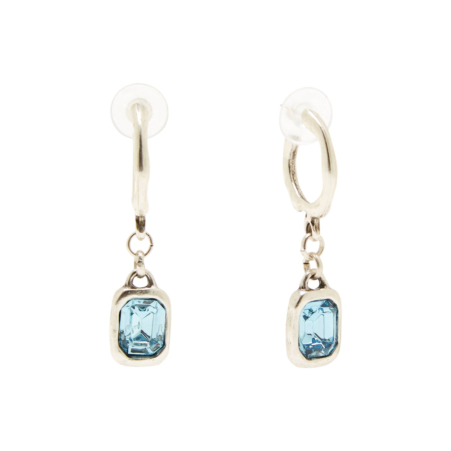 Handmade Blue Crystal Pewter Earrings - 1959
