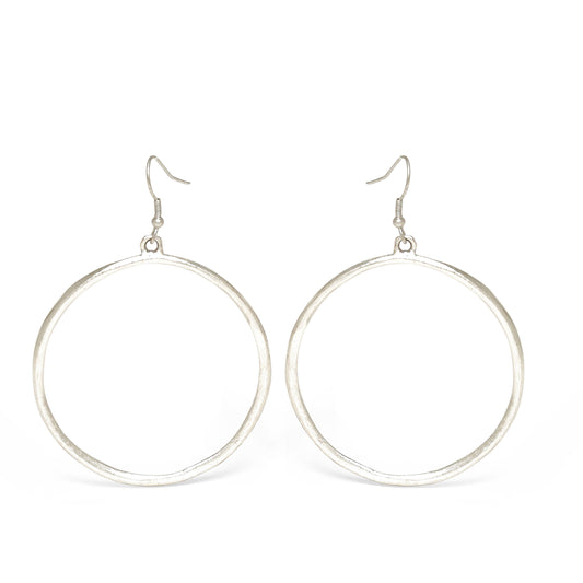 Handmade Hoop Pewter Earrings - 24-307