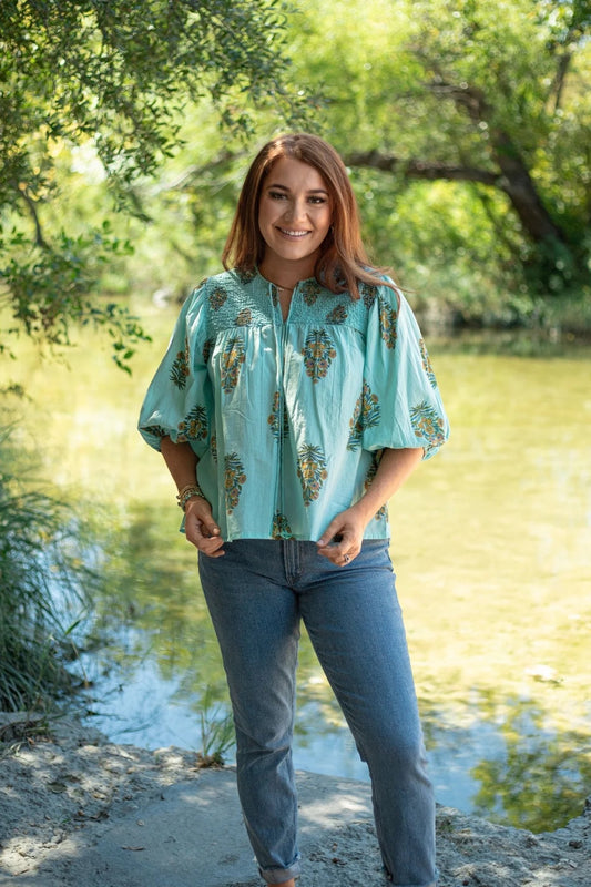 The Ava Top-Blue
