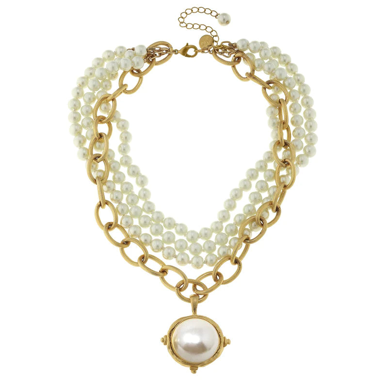 Susan Shaw Pearl Cab Multi-Strand Pearl Necklace