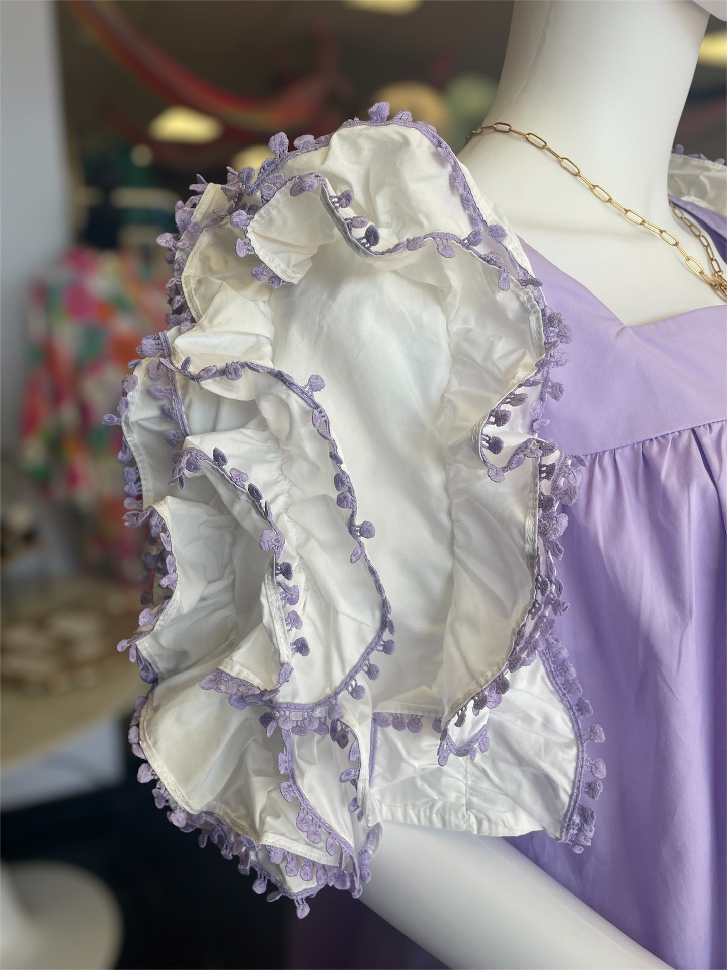 Lavender Puff Sleeve Top (Curvy)