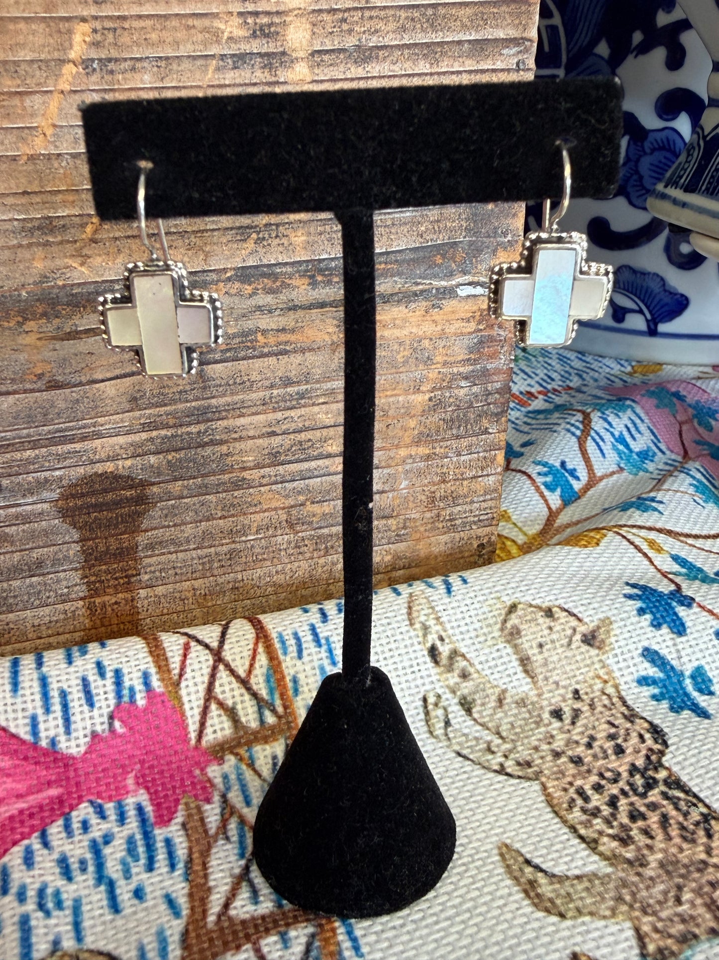 Sterling Silver Mother Of Pearl Fish Hook Earrings