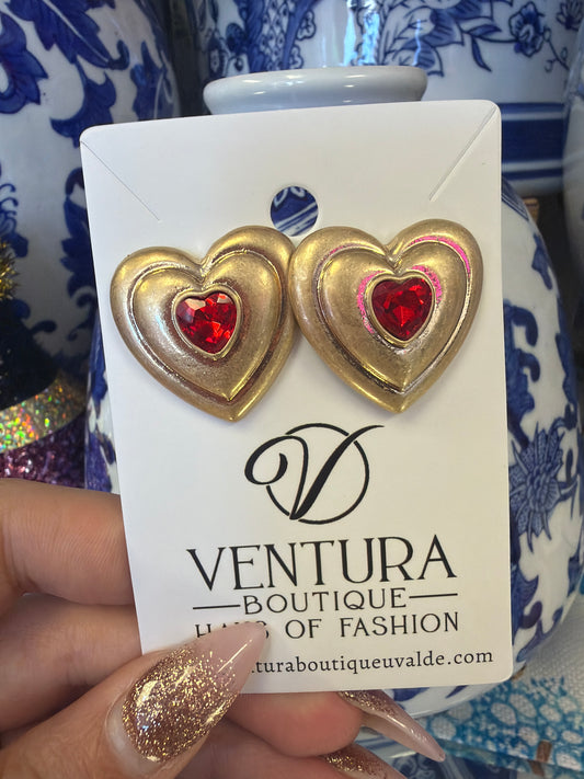 Retro Heart Stud Earrings