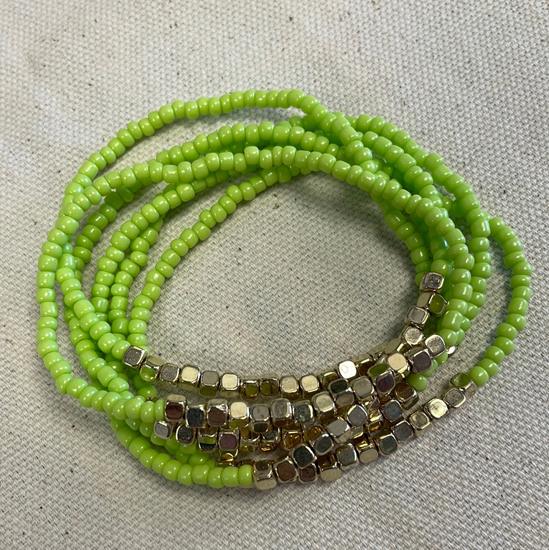 6 Piece Gold Beaded Bracelets