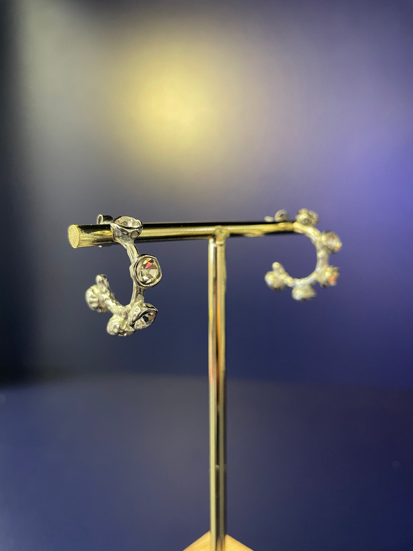 Uno Silver Crystal Hoop Earrings