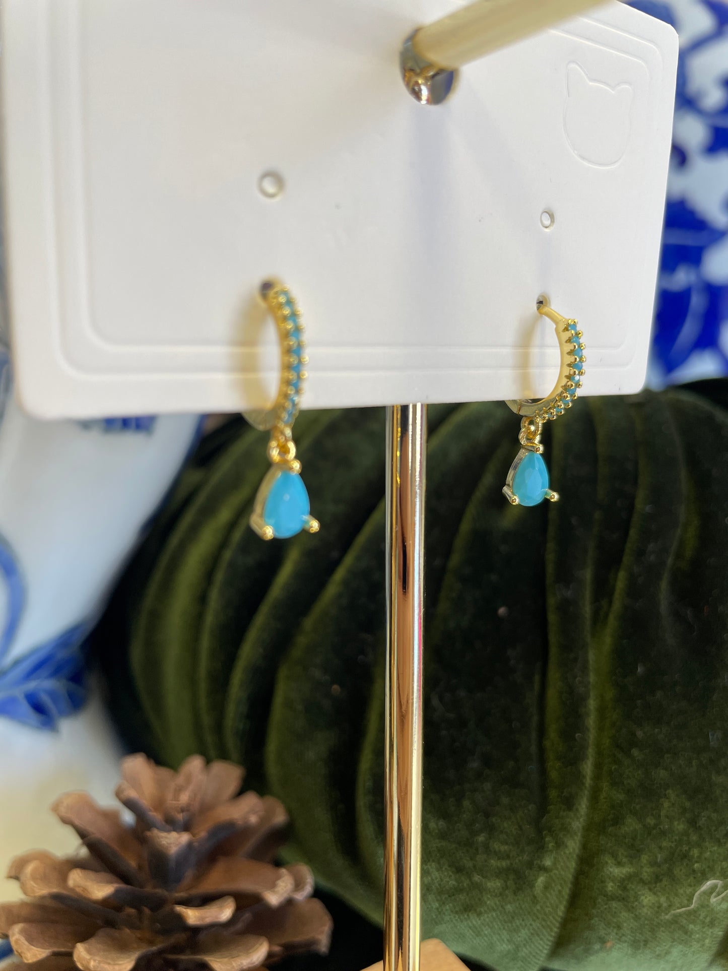 Pressure Capri Blue Dangle Hoop