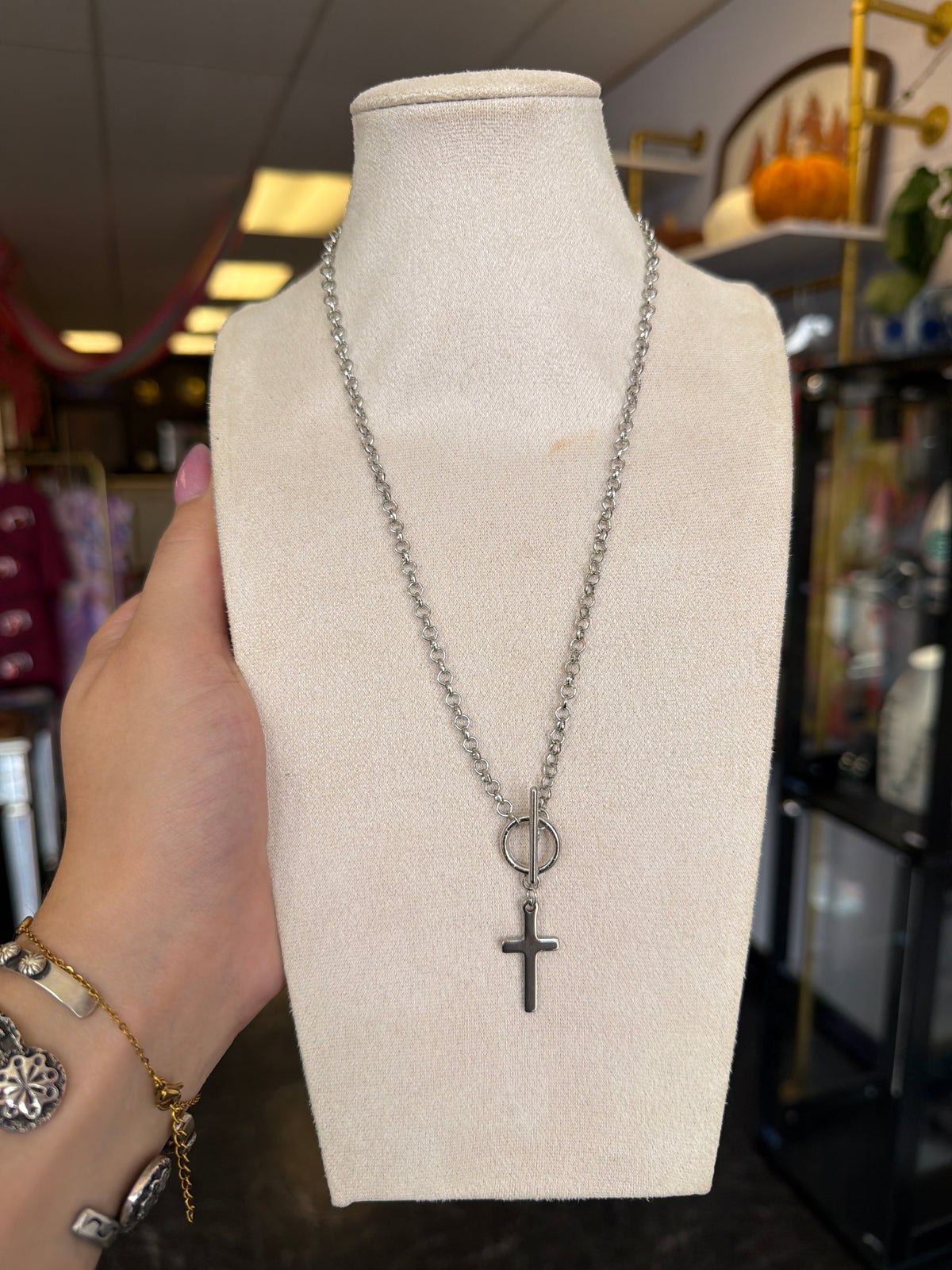 Fashion Cross Toggle Necklace
