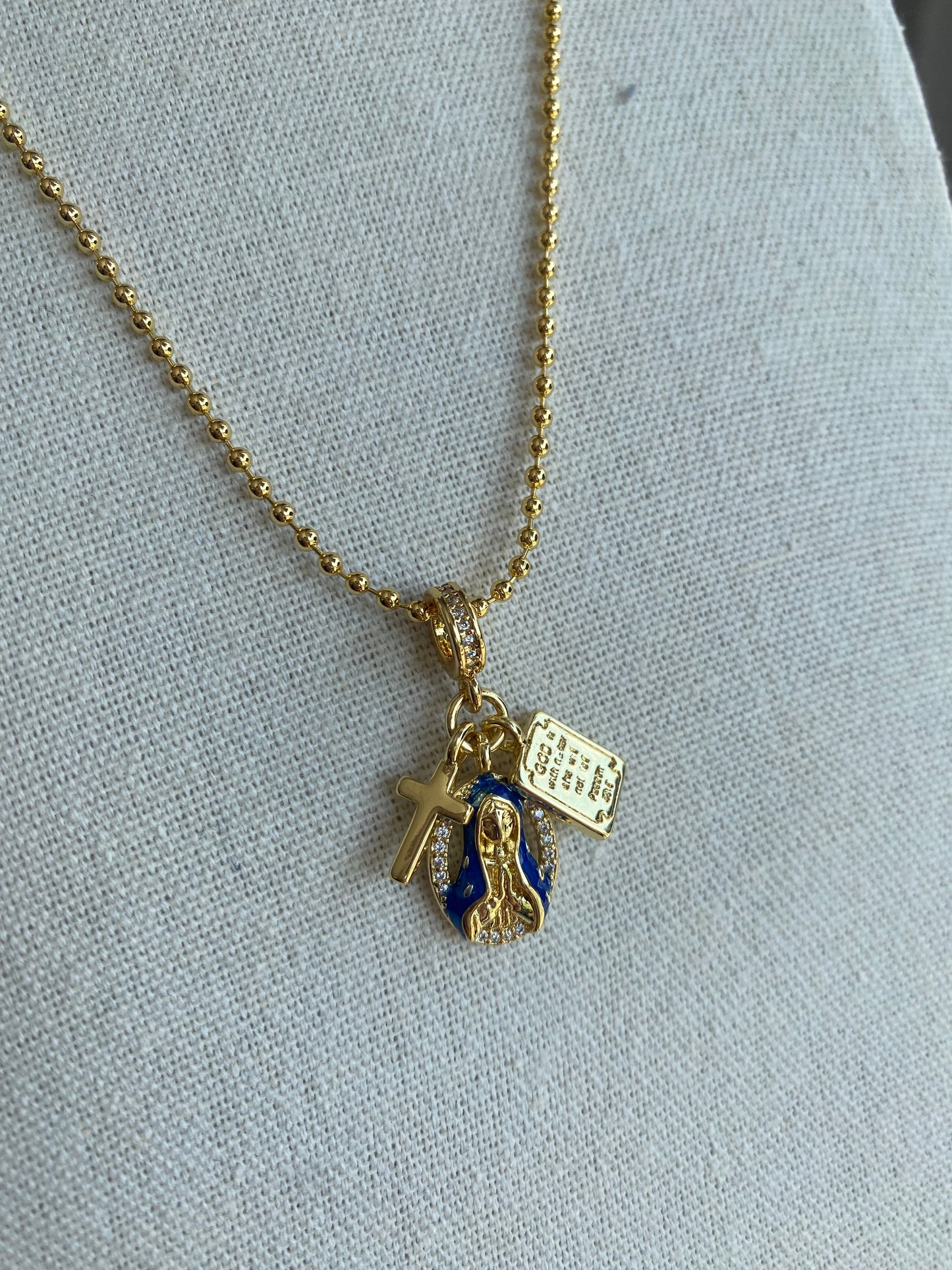 Multi Charm Mary Religious Necklace