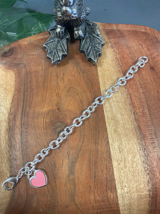 Pink Heart Link Lobster Clasp Necklace