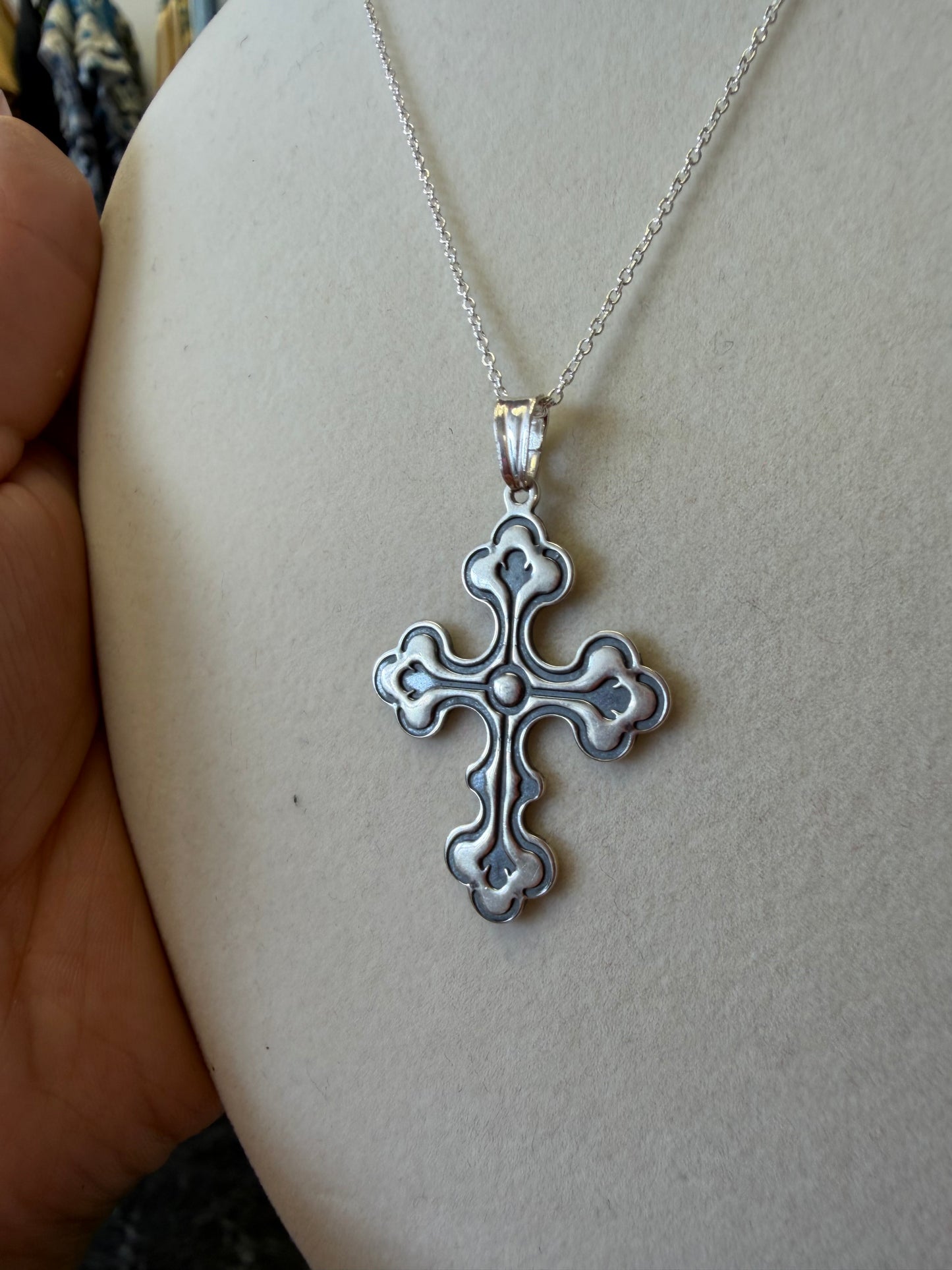 Sterling Silver Cursive Cross Pendant