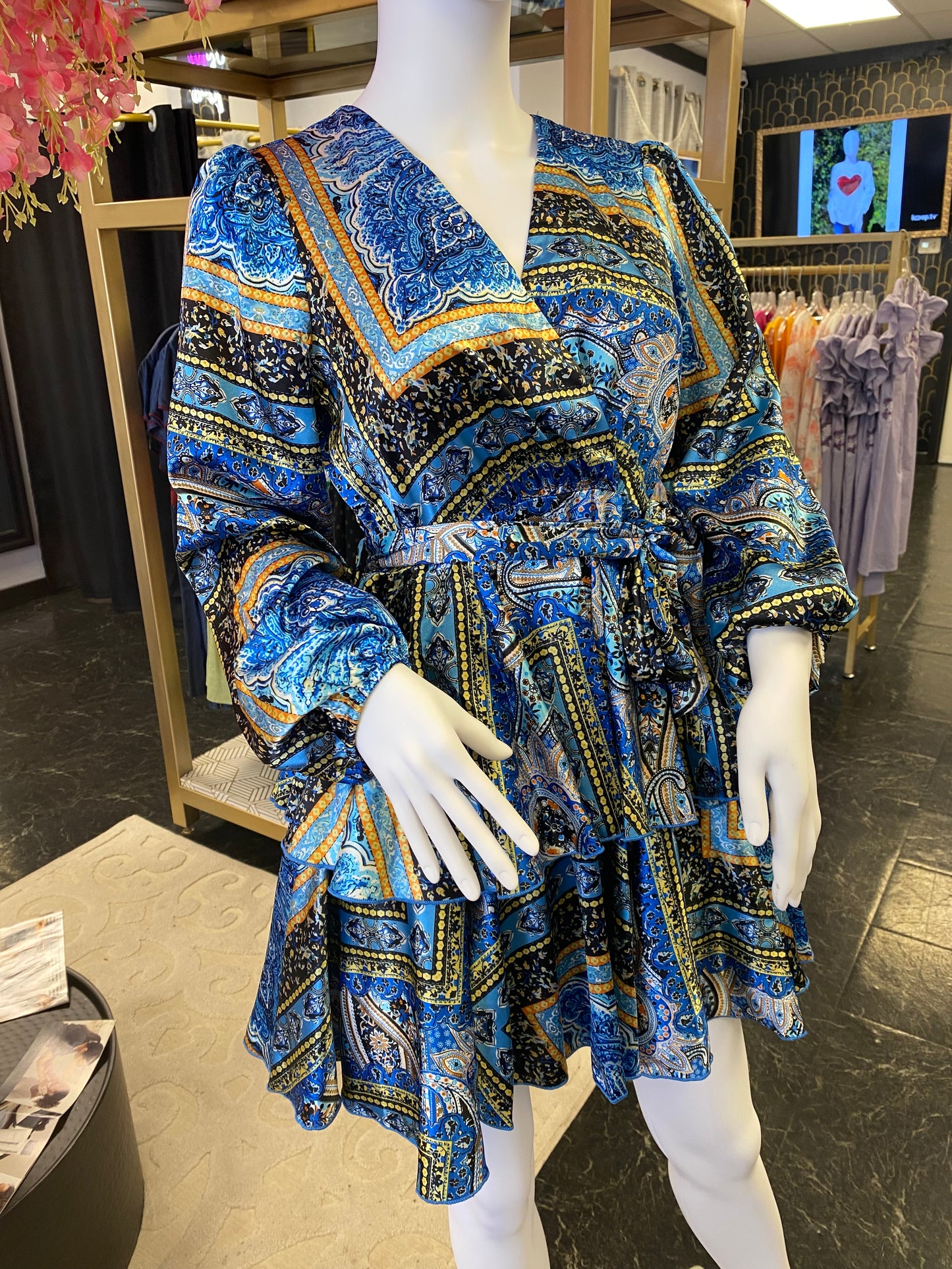 Venice Italy Satin Layered Dress
