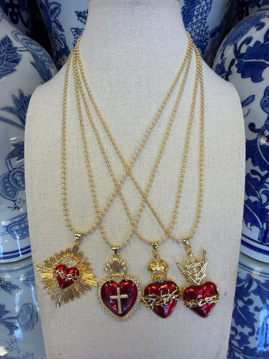 Sacred Heart Ball Chain Necklaces