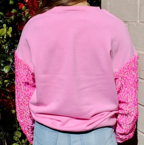 Pink Sequin Long Sleeve Top