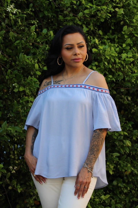 Lady Liberty Cold Shoulder Top