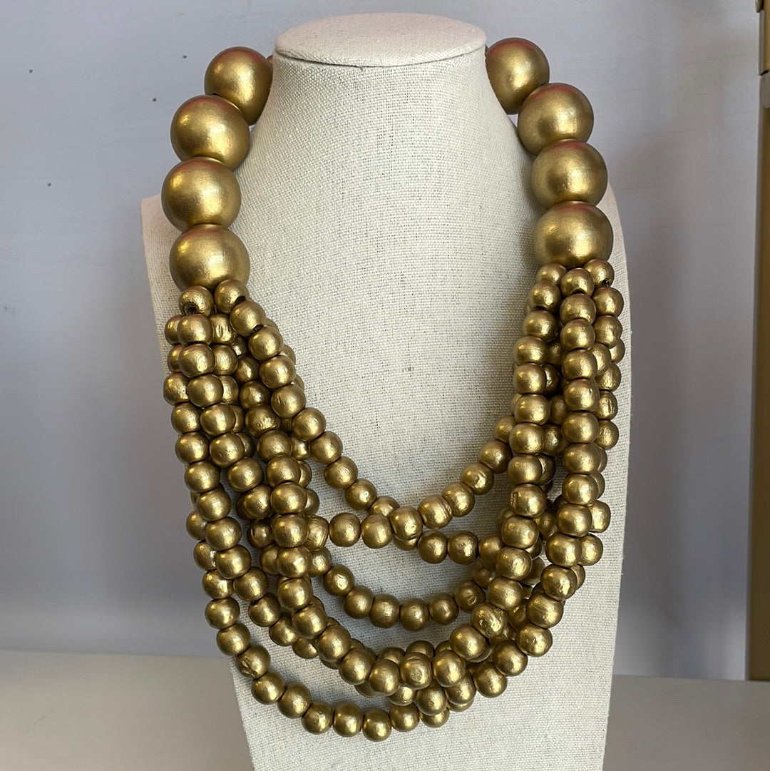 Golden Beaded Statement Necklace