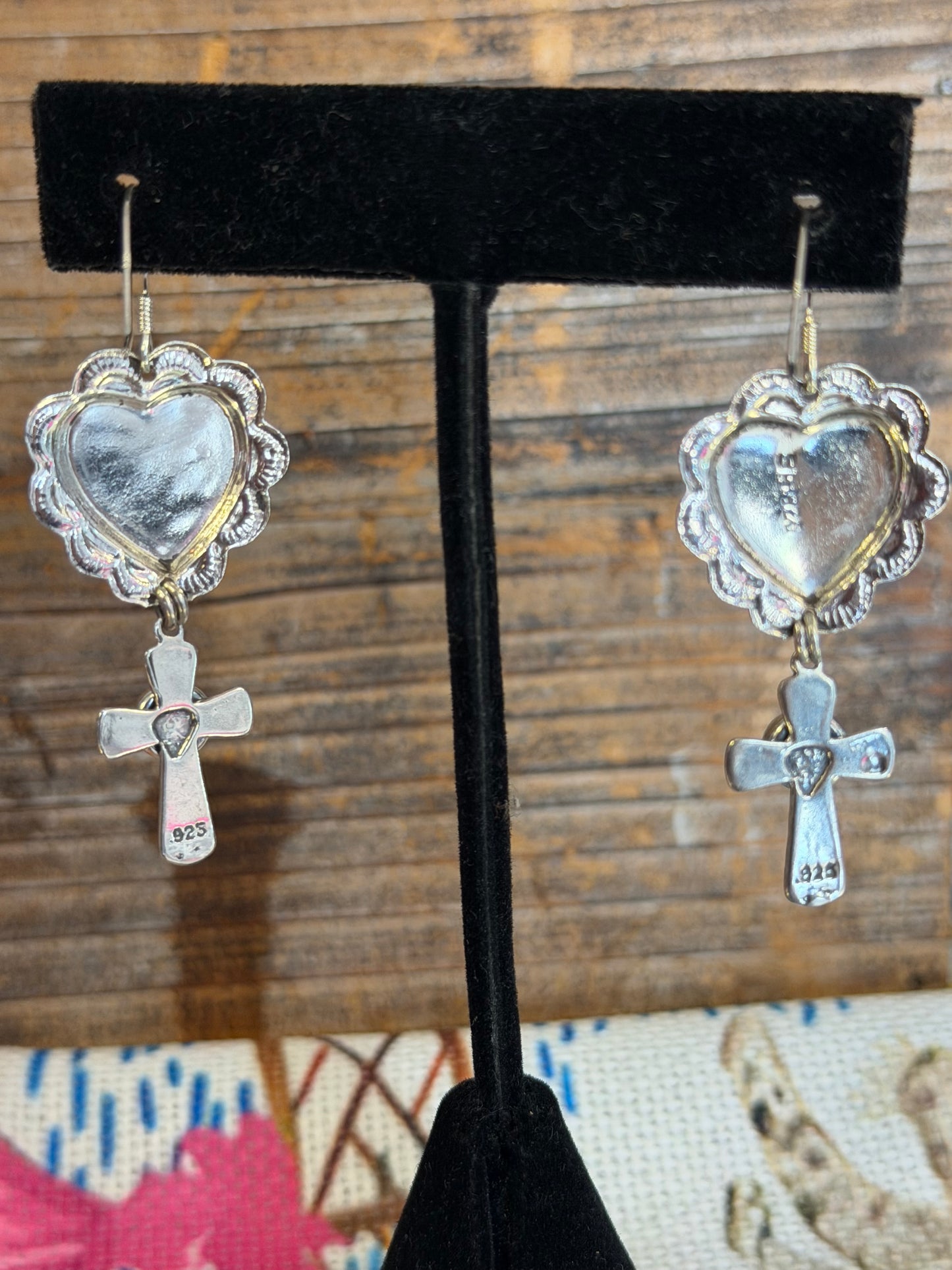 Sterling Silver & Turquoise Cross Hook Earrings
