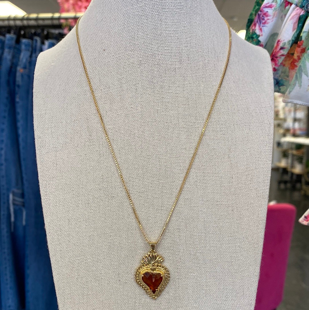 Sacred Heart Crystal Necklace