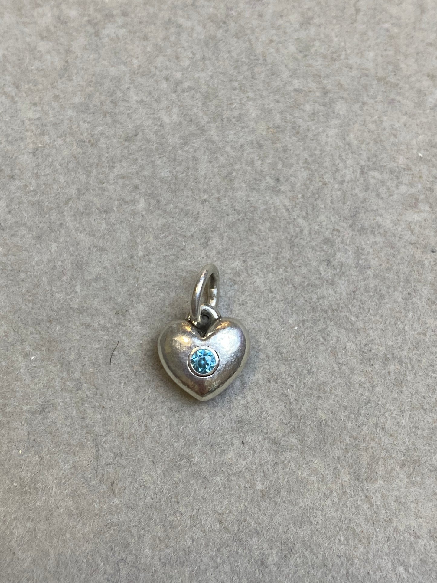 Keepsake Heart Birthstone Charm December Blue Zircon