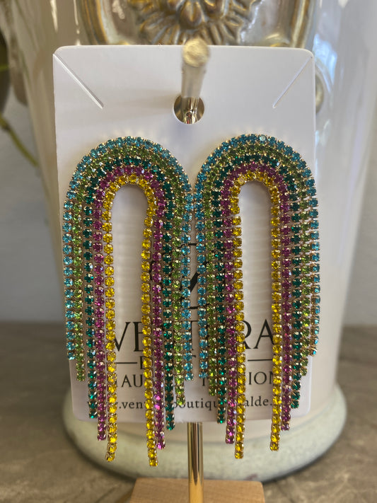 Rainbow Stud Post Earrings Crystal