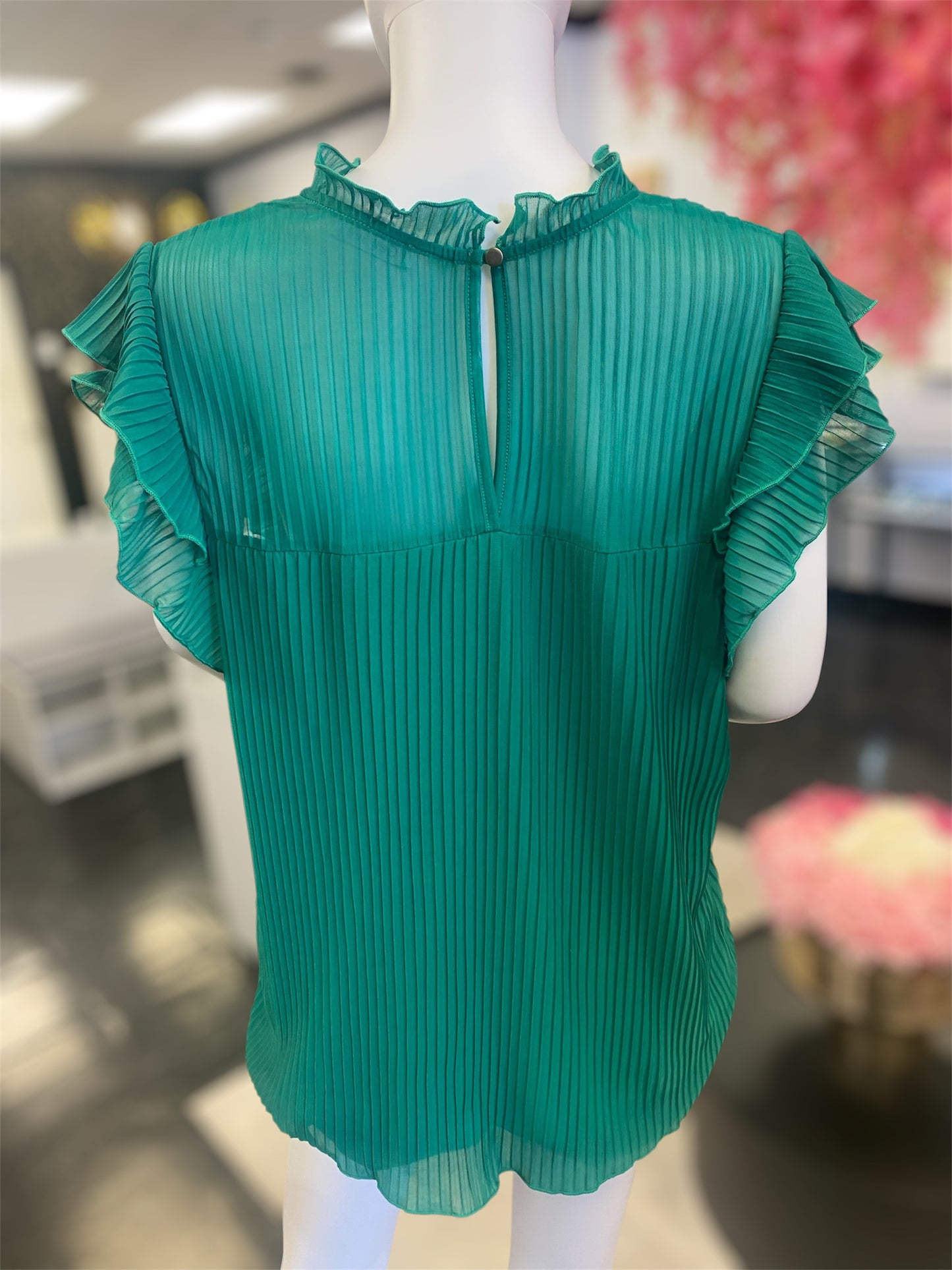 Kelly Green Pleated Top (Curvy)