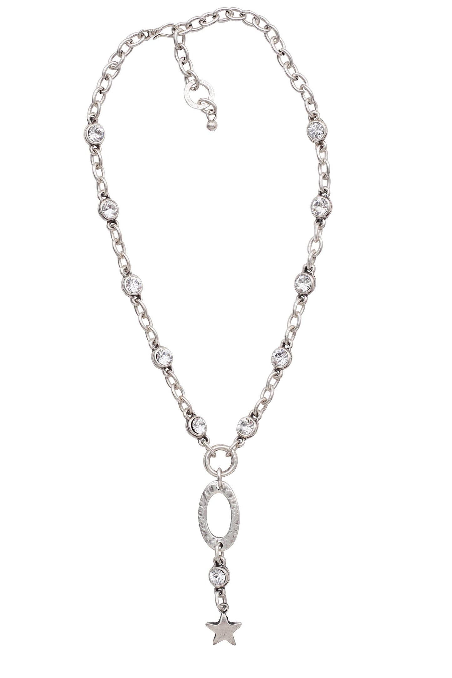 Handmade Crystal Star Pewter Necklace - 3823