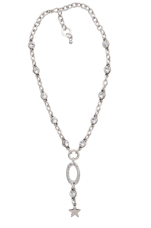 Handmade Crystal Star Pewter Necklace - 3823