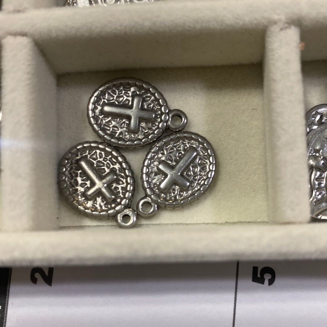 Small Cross charm oval