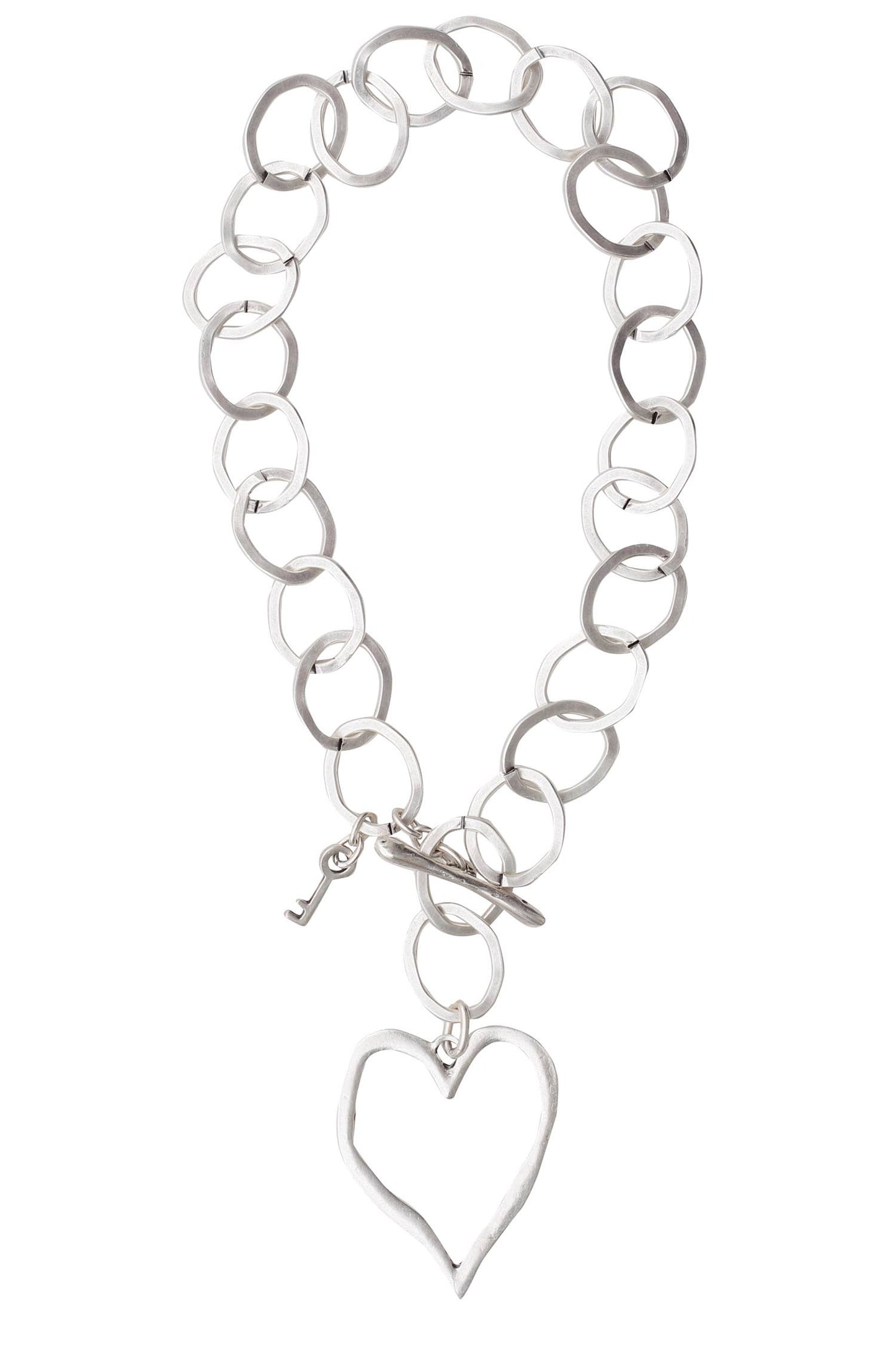 Handmade Heart Pewter Necklace - 3860