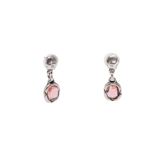 Handmade Pink Crystal Pewter Earrings - 1918