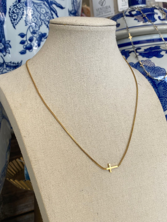 Stainless Steel Gold Side Cross Box Chain